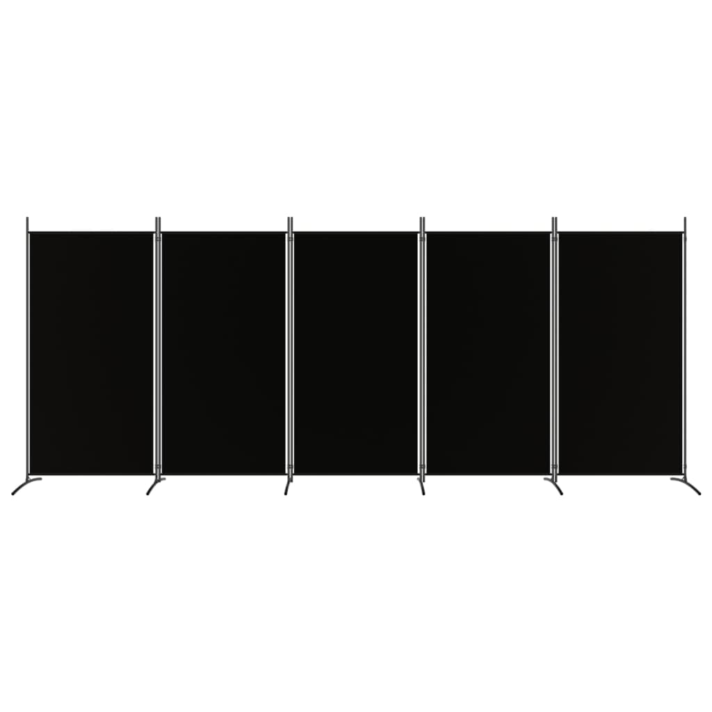 vidaXL Διαχωριστικό Δωματίου με 5 Πάνελ Μαύρο 433x180 εκ. από Ύφασμα