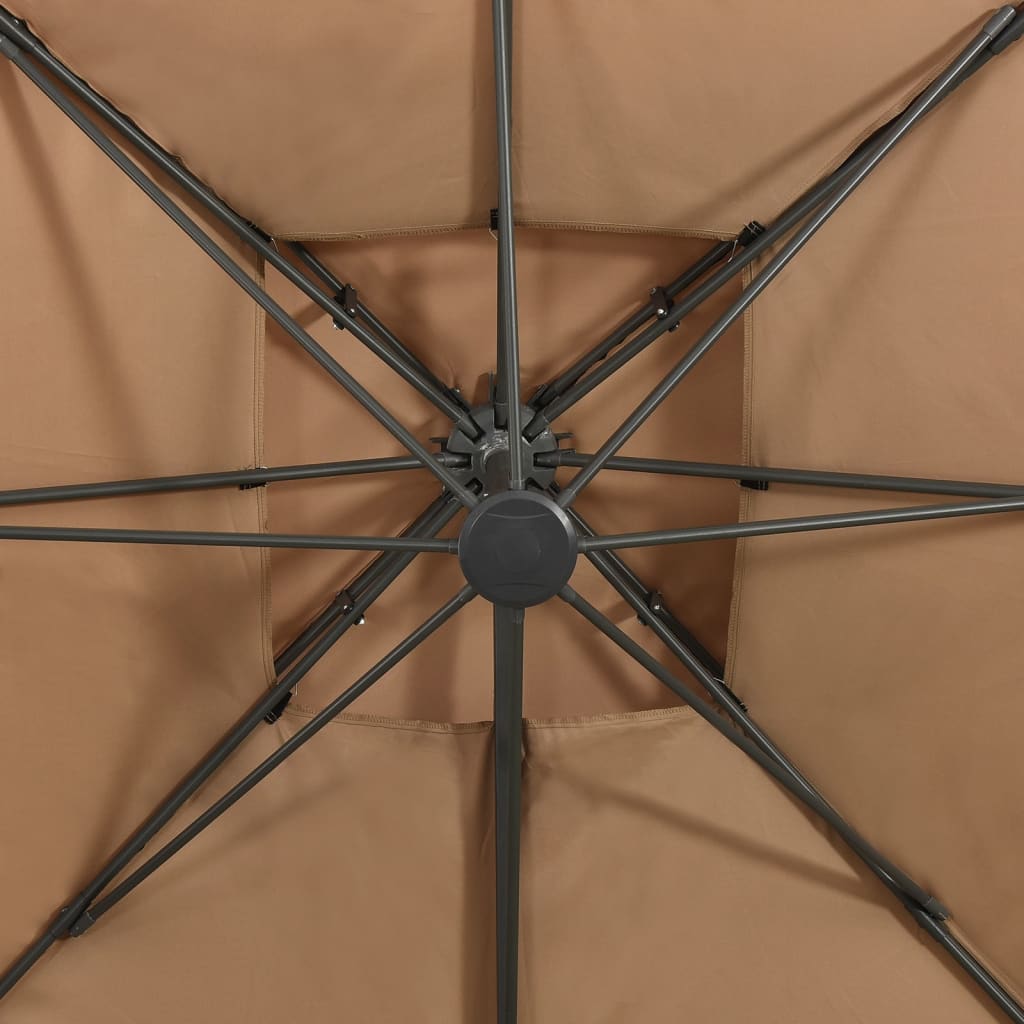 vidaXL Ομπρέλα Κρεμαστή με Διπλή Οροφή Taupe 300 x 300 εκ.