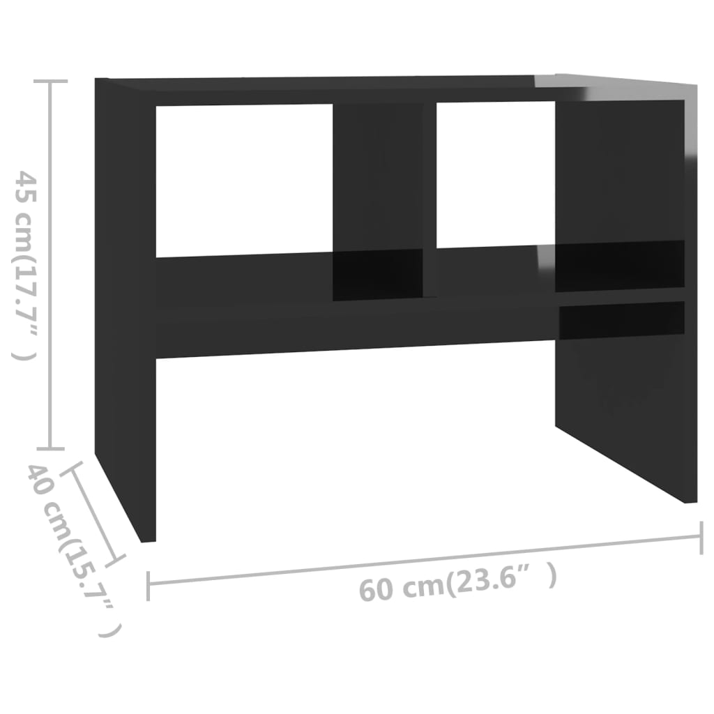 vidaXL Τραπέζι Βοηθητικό Γυαλιστερό Μαύρο 60 x 40 x 45 εκ. Μοριοσανίδα