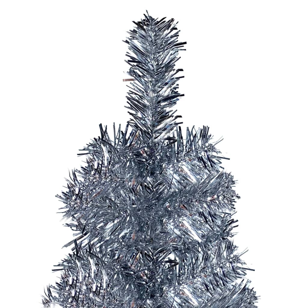 vidaXL Χριστουγεν Δέντρο Προφωτισμένο Slim Ασημί 180εκ