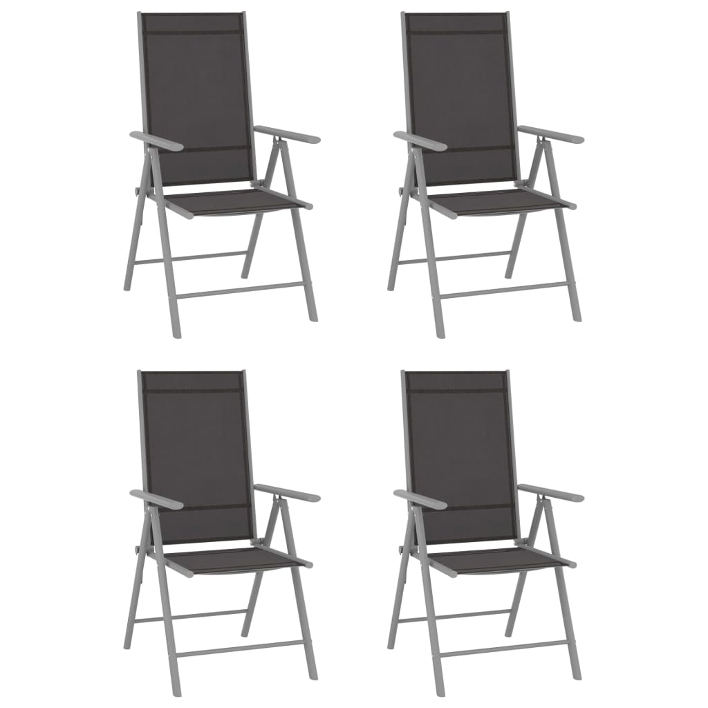 vidaXL Καρέκλες Κήπου Πτυσσόμενες 4 τεμ. Μαύρες από Textilene