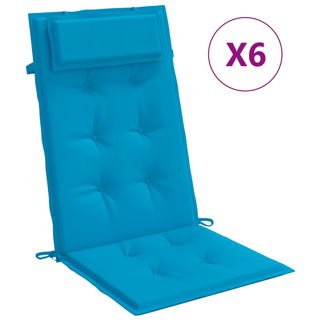 vidaXL Μαξιλάρια Καρέκλας με Πλάτη 6 τεμ. Γαλάζια από Ύφασμα Oxford