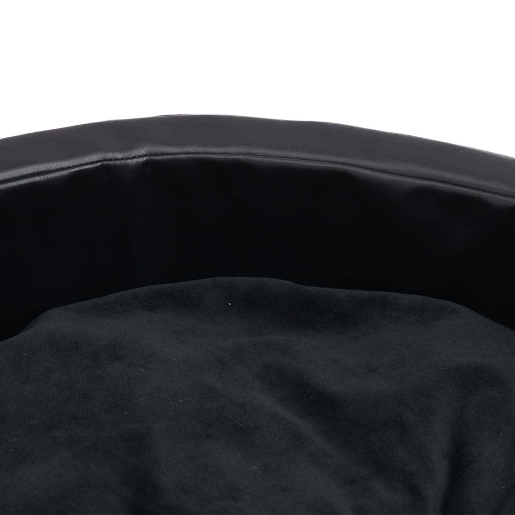 vidaXL Κρεβάτι Σκύλου Μαύρο 79 x 70 x 19 εκ. Βελουτέ/Συνθετικό Δέρμα