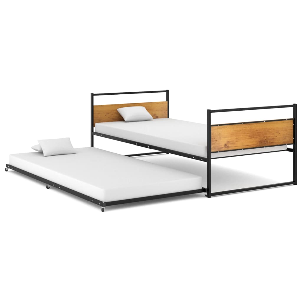 vidaXL Πλαίσιο για Κρεβάτι Συρόμενο Μαύρο 90 x 200 εκ. Μεταλλικό