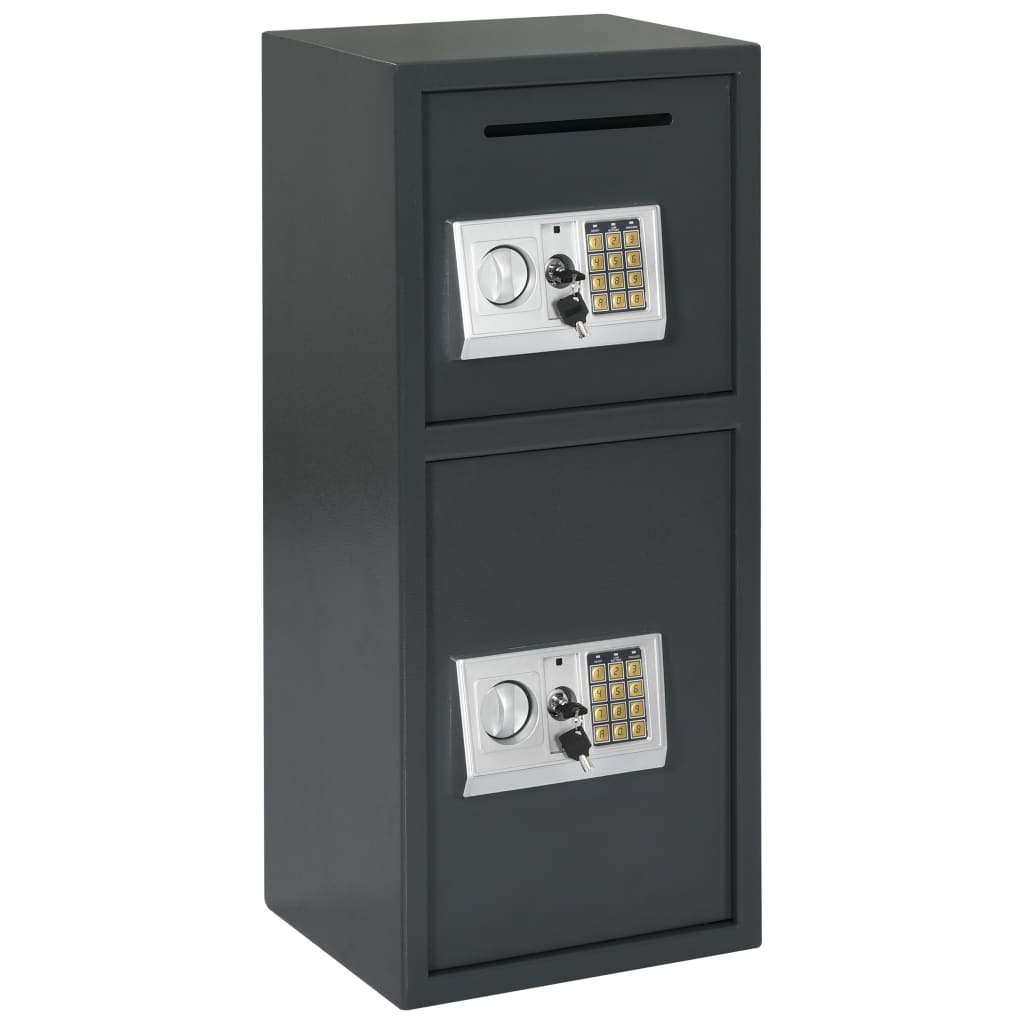 vidaXL Χρηματοκιβώτιο Ψηφιακό με Δύο Πόρτες Σκούρο Γκρι 35x31x80 εκ.