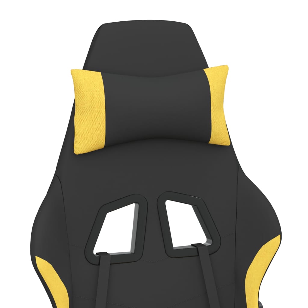 vidaXL Καρέκλα Μασάζ Gaming Μαύρη/Κίτρινο Ύφασμα με Υποπόδιο