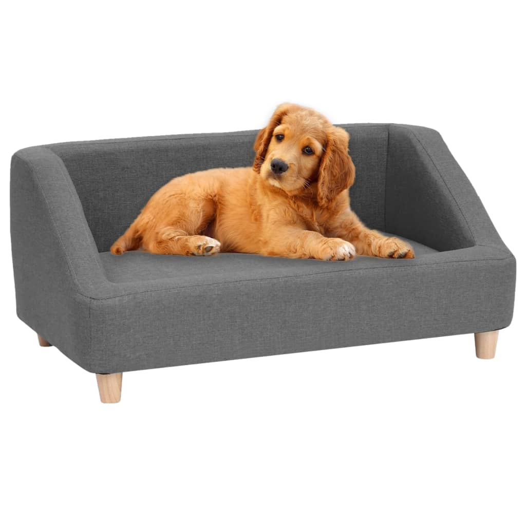 vidaXL Καναπές - Κρεβάτι Σκύλου Γκρι 85 x 50 x 39 εκ. Λινό Ύφασμα