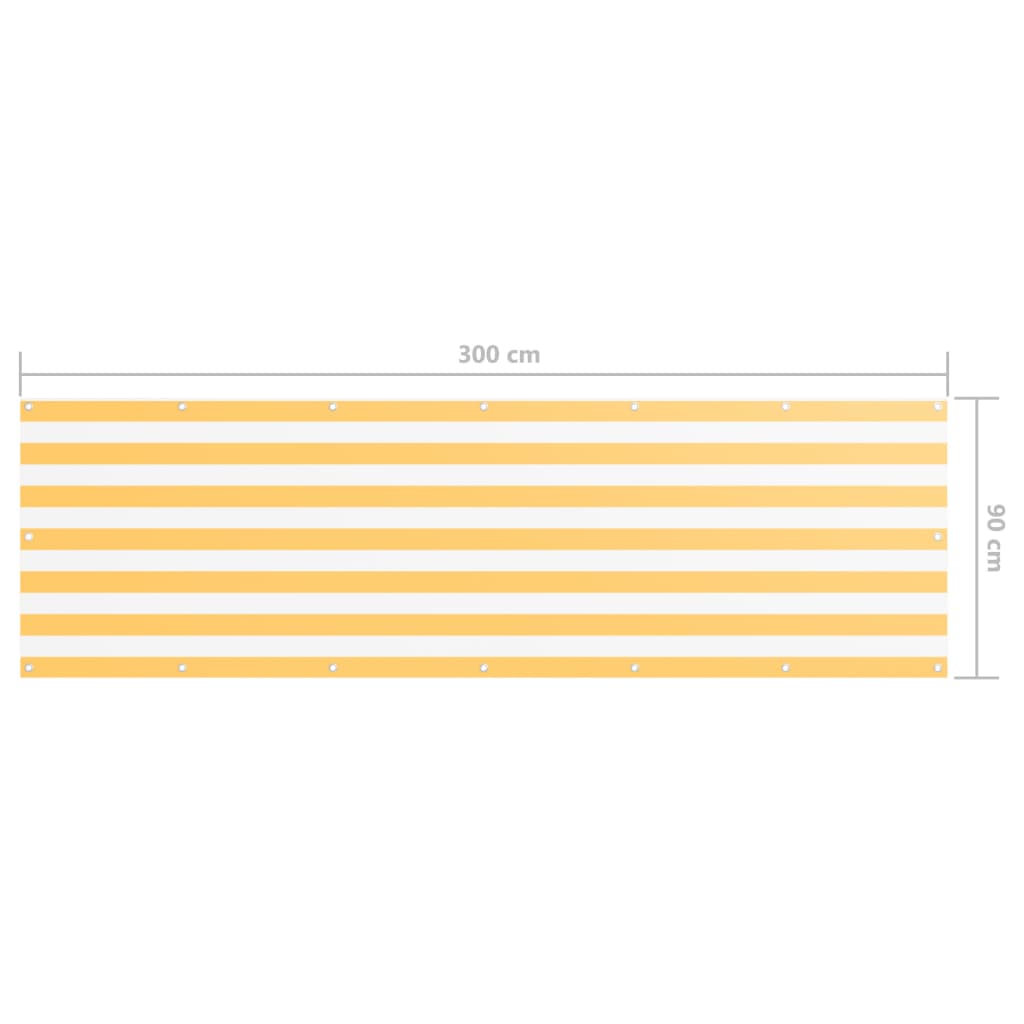 vidaXL Διαχωριστικό Βεράντας Λευκό/Κίτρινο 90 x 300 εκ. Ύφασμα Oxford