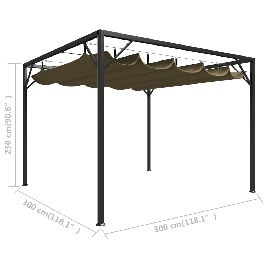 vidaXL Πέργκολα Κήπου με Πτυσσόμενη Οροφή Taupe 3 x 3 μ. 180 γρ/μ²