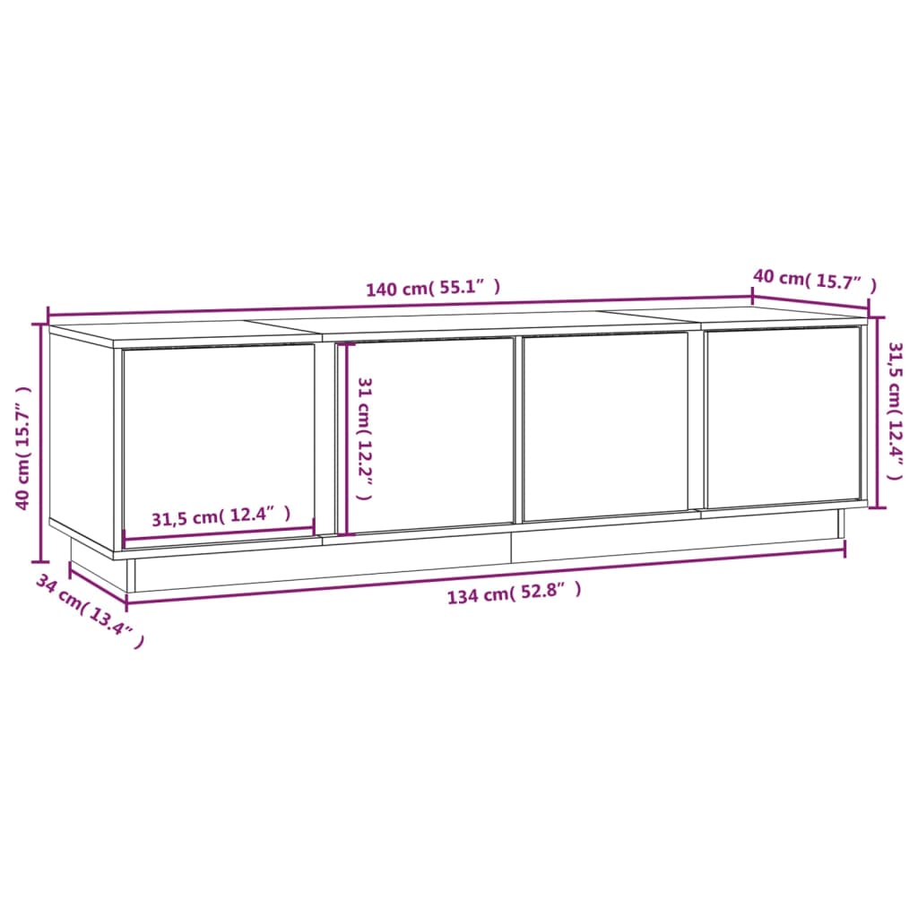 vidaXL Έπιπλο Τηλεόρασης Καφέ Μελί 140x40x40 εκ. από Μασίφ Ξύλο Πεύκου