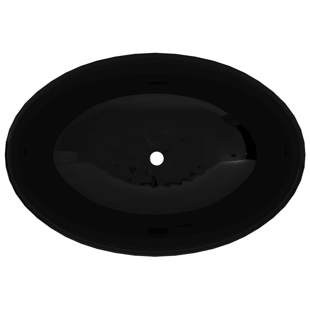 Πολυτελής Κεραμικός Νιπτήρας Οβάλ Μαύρος 40 x 33 cm