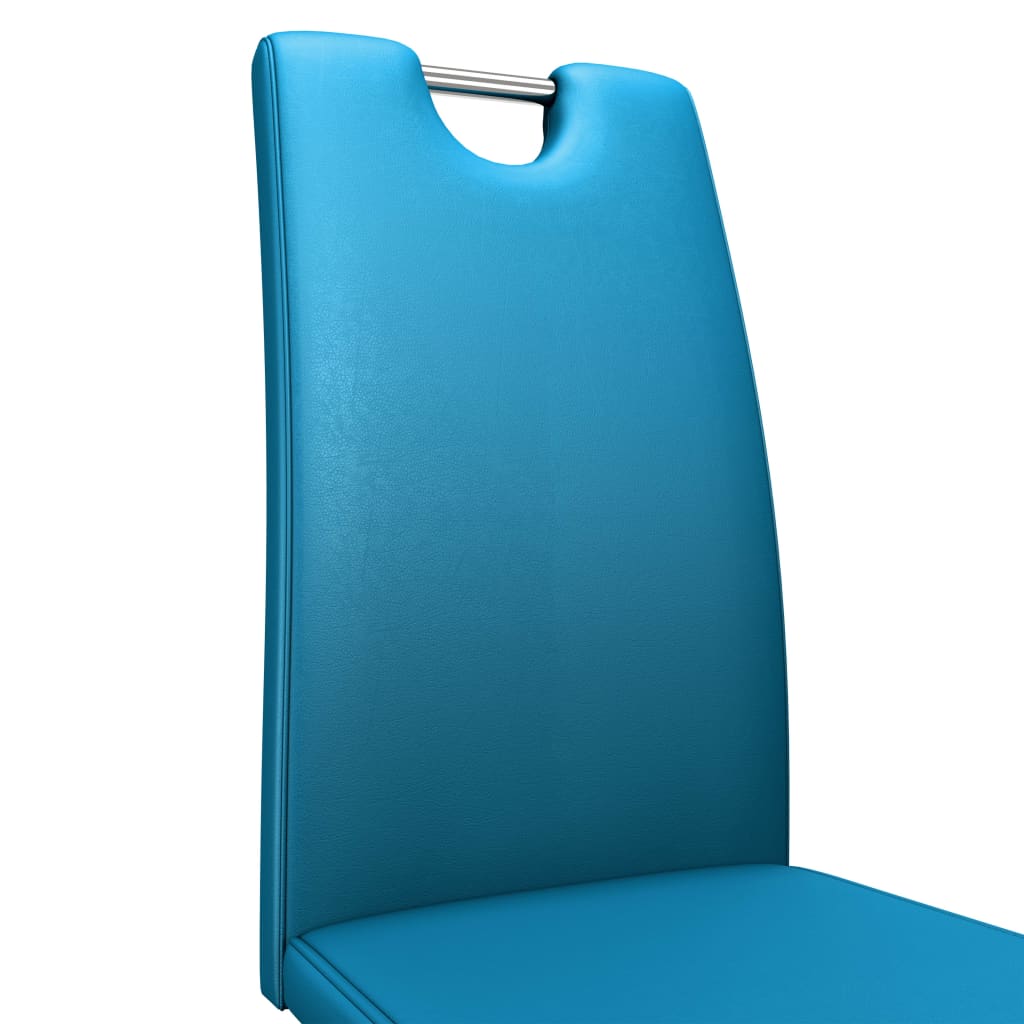 vidaXL Καρέκλες Τραπεζαρίας Ζιγκ-Ζαγκ 2 τεμ. Μπλε από Συνθετικό Δέρμα