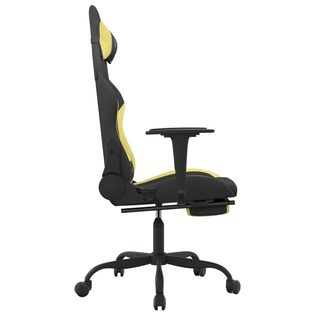 vidaXL Καρέκλα Gaming Μαύρη/Αν. Πράσινο Ύφασμα με Υποπόδιο