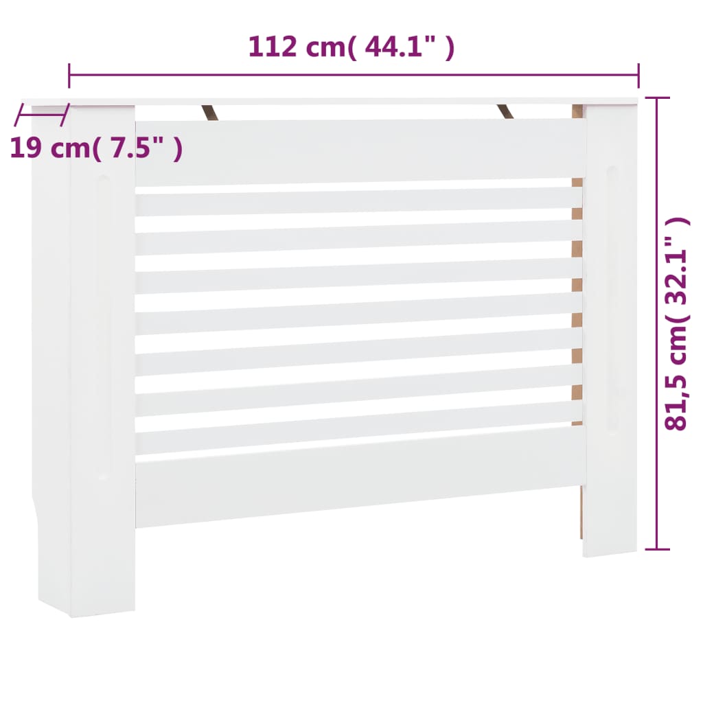 vidaXL Καλύμματα Καλοριφέρ 2 τεμ. Λευκά 112 x 19 x 81,5 εκ. από MDF