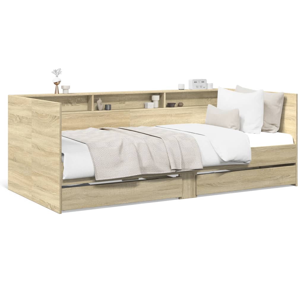 vidaXL Καναπές-Κρεβάτι με Συρτάρια Sonoma Δρυς 75x190 εκ. Επεξ. Ξύλο
