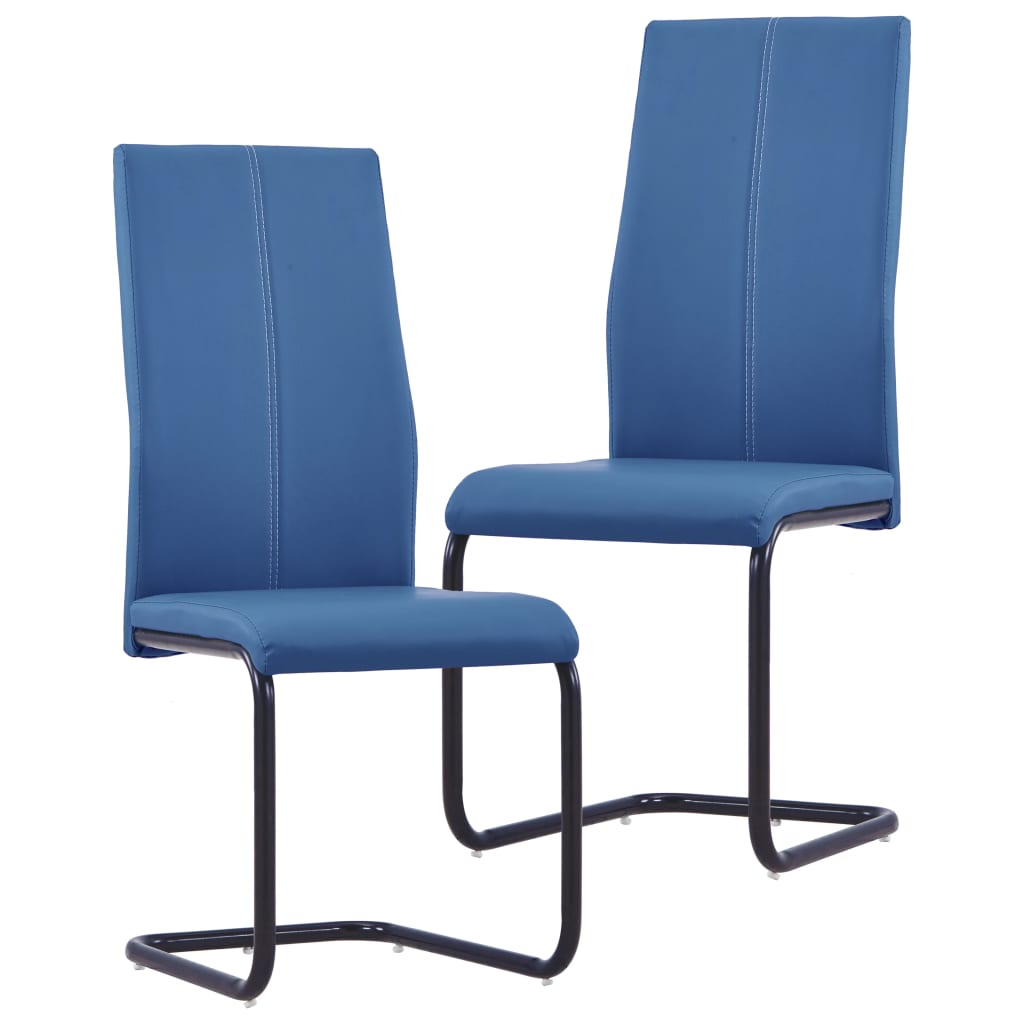 vidaXL Καρέκλες Τραπεζαρίας «Πρόβολος» 2 τεμ. Μπλε από Συνθετικό Δέρμα
