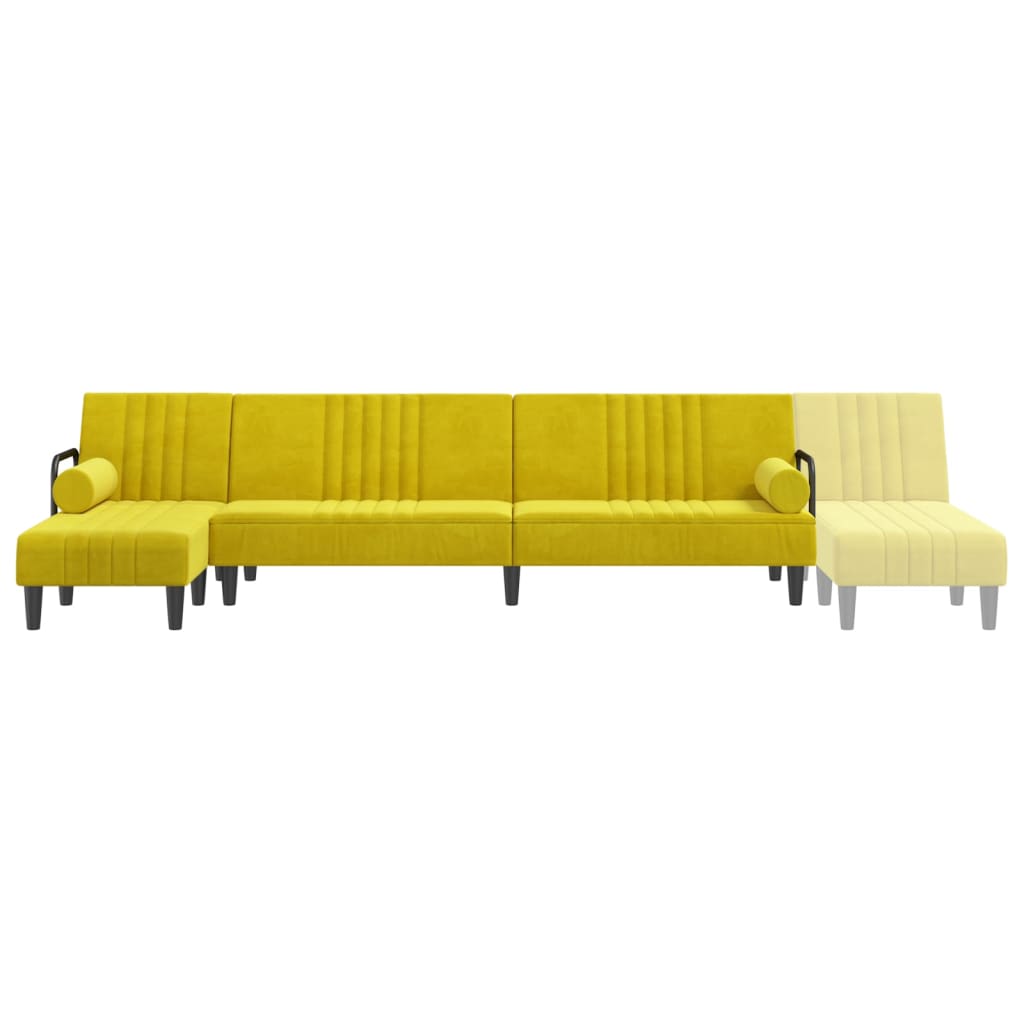 vidaXL Καναπές Κρεβάτι Γωνιακός Κίτρινος 260 x 140 x 70 εκ. Βελούδινος