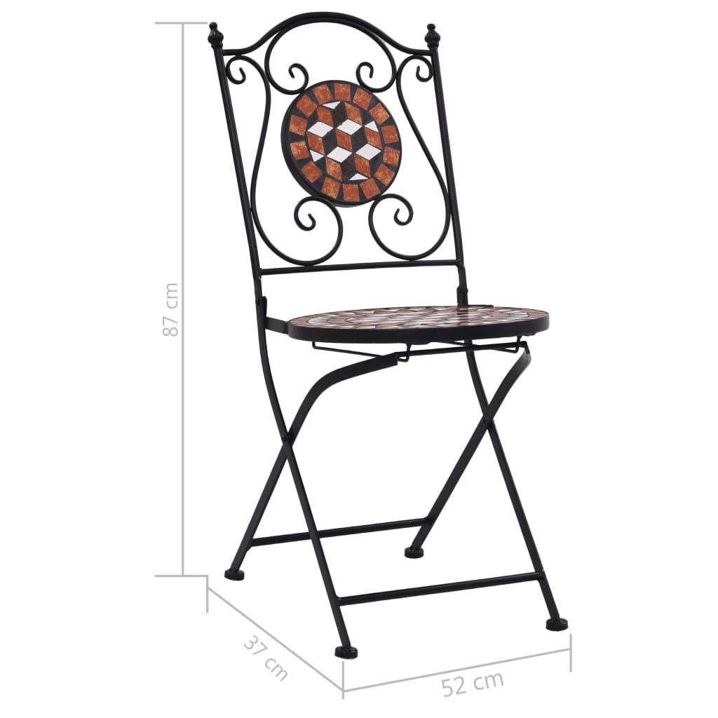 vidaXL Καρέκλες Bistro «Μωσαϊκό» 2 τεμ. Καφέ Κεραμικές