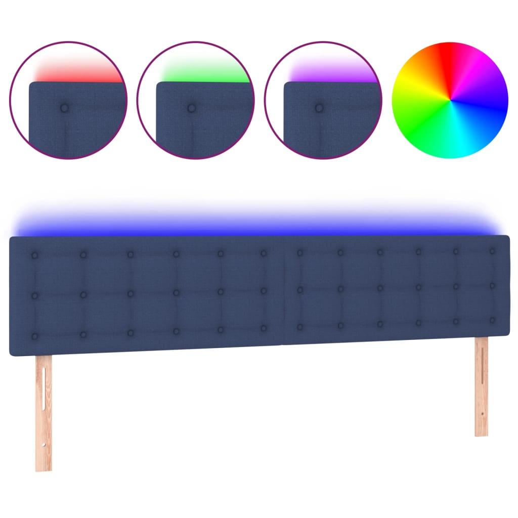 vidaXL Κεφαλάρι Κρεβατιού LED Μπλε 160x5x78/88 εκ. Υφασμάτινο
