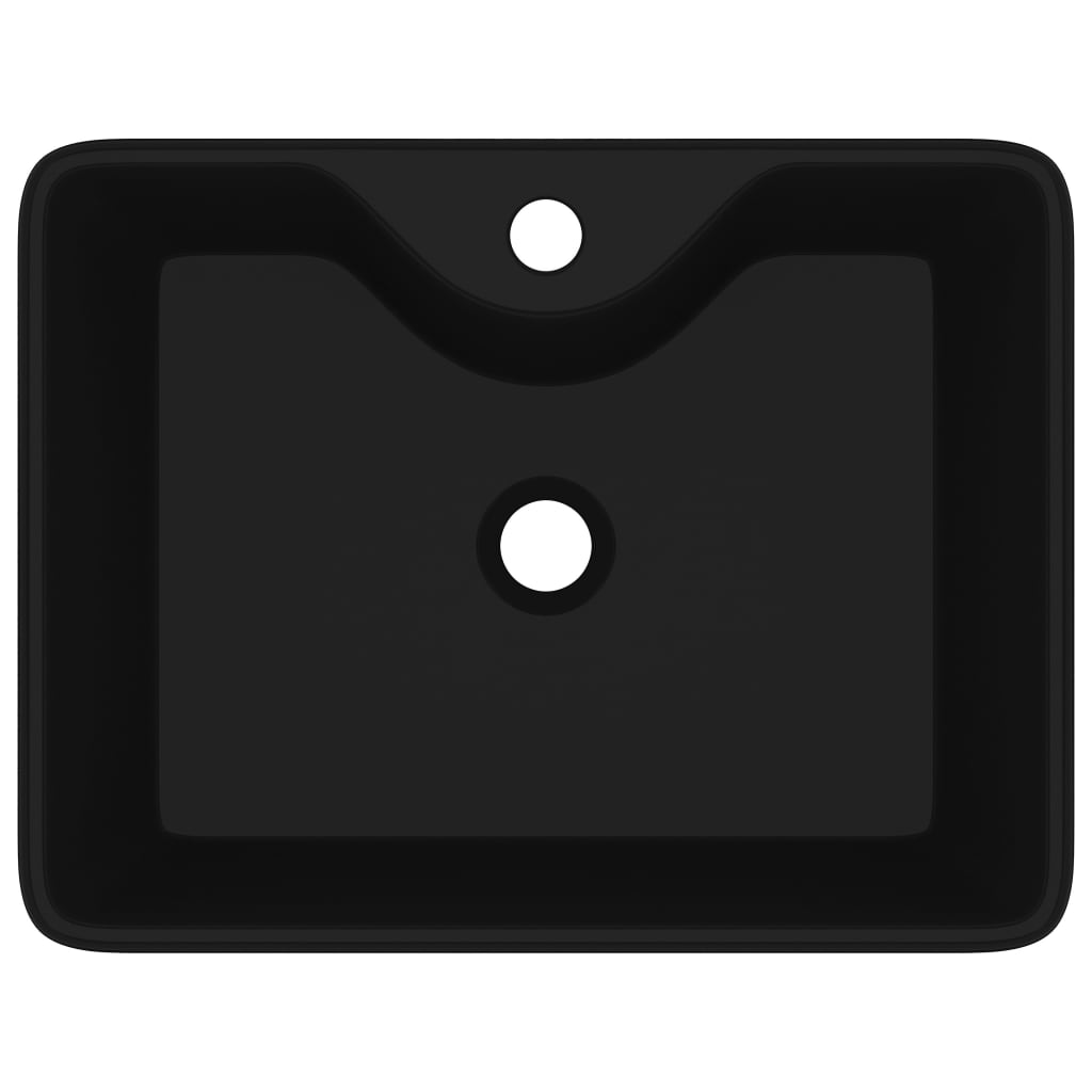 Νιπτήρας Μπάνιου Τετράγωνος με Οπή Βρύσης Μαύρος Κεραμικός