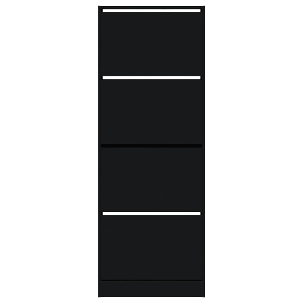 vidaXL Παπουτσοθήκη Μαύρη 60x21x163,5 εκ. από Επεξεργασμένο Ξύλο