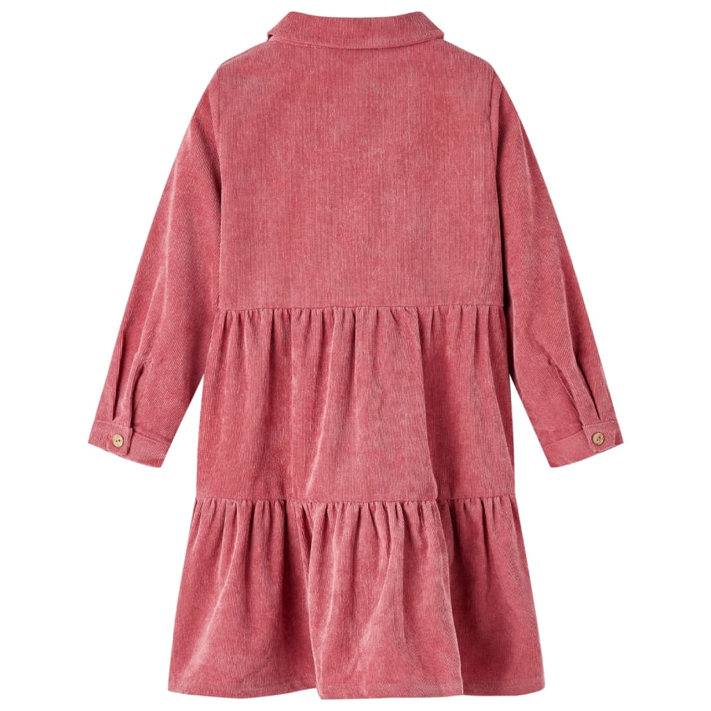 Φόρεμα Παιδικό Μακρυμάνικο Παλαιωμένο Ροζ Κοτλέ 140