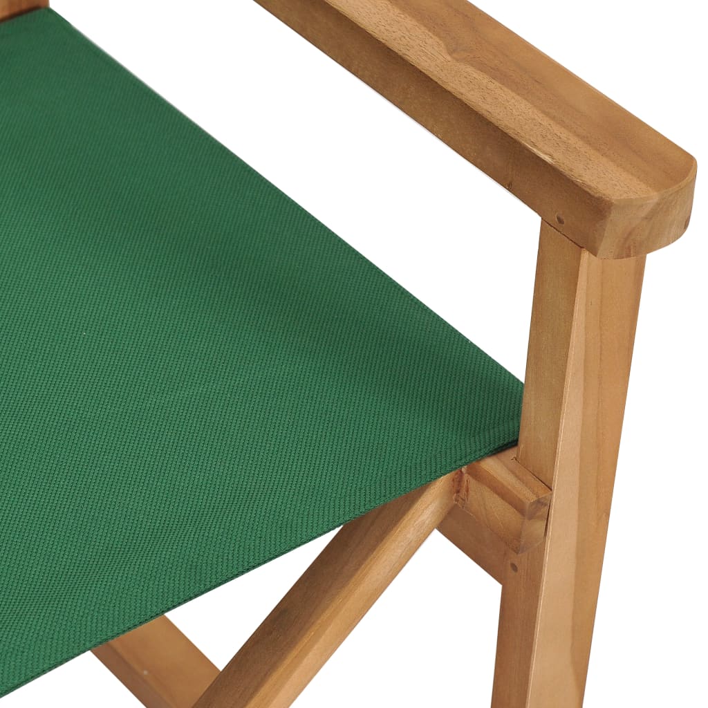 vidaXL Καρέκλα Σκηνοθέτη Πτυσσόμενη Πράσινη από Μασίφ Ξύλο Teak