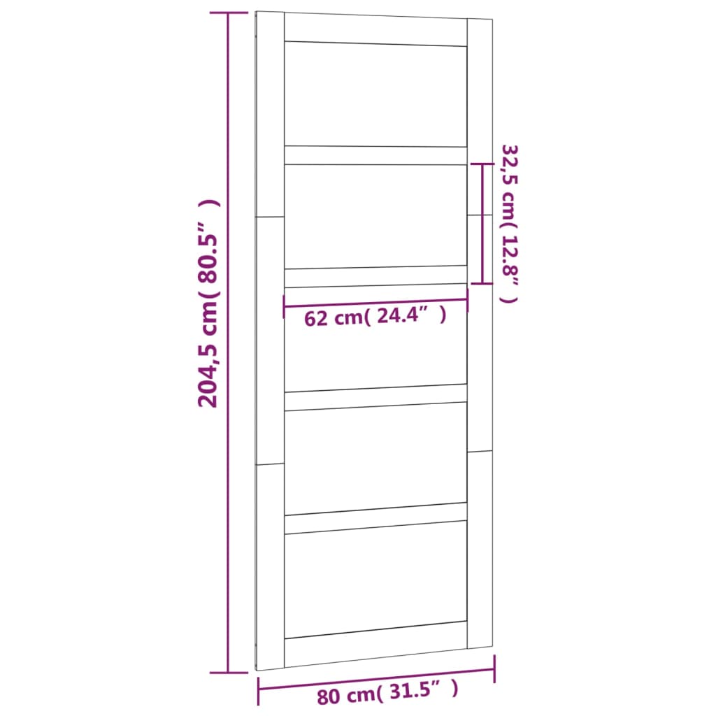 vidaXL Πόρτα Αχυρώνα 80 x 1,8 x 204,5 εκ. από Μασίφ Ξύλο Πεύκου