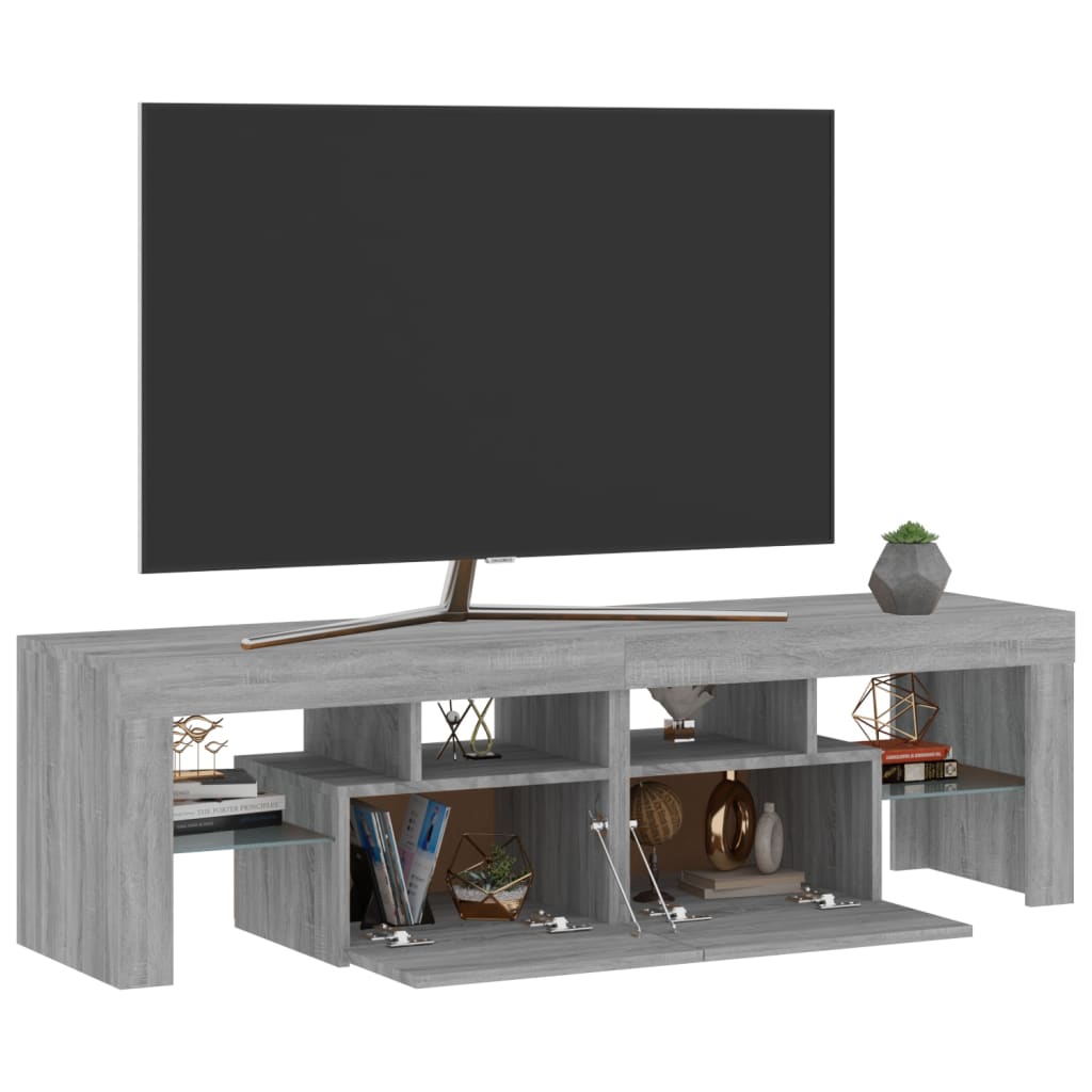 vidaXL Έπιπλο Τηλεόρασης με LED Γκρι Sonoma 140 x 36,5 x 40 εκ.