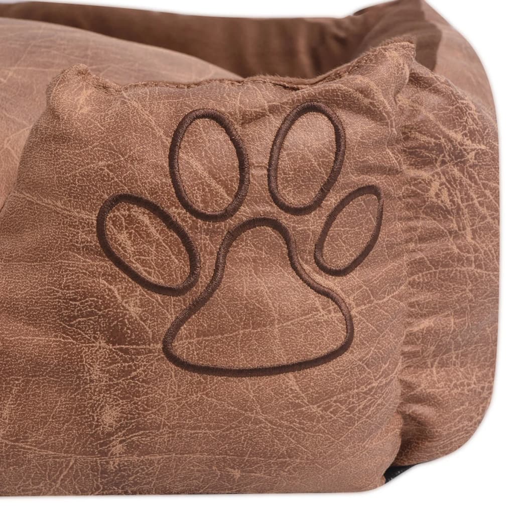 vidaXL Κρεβάτι Σκύλου Μπεζ Μέγεθος M από Συνθετικό Δέρμα με Μαξιλάρι