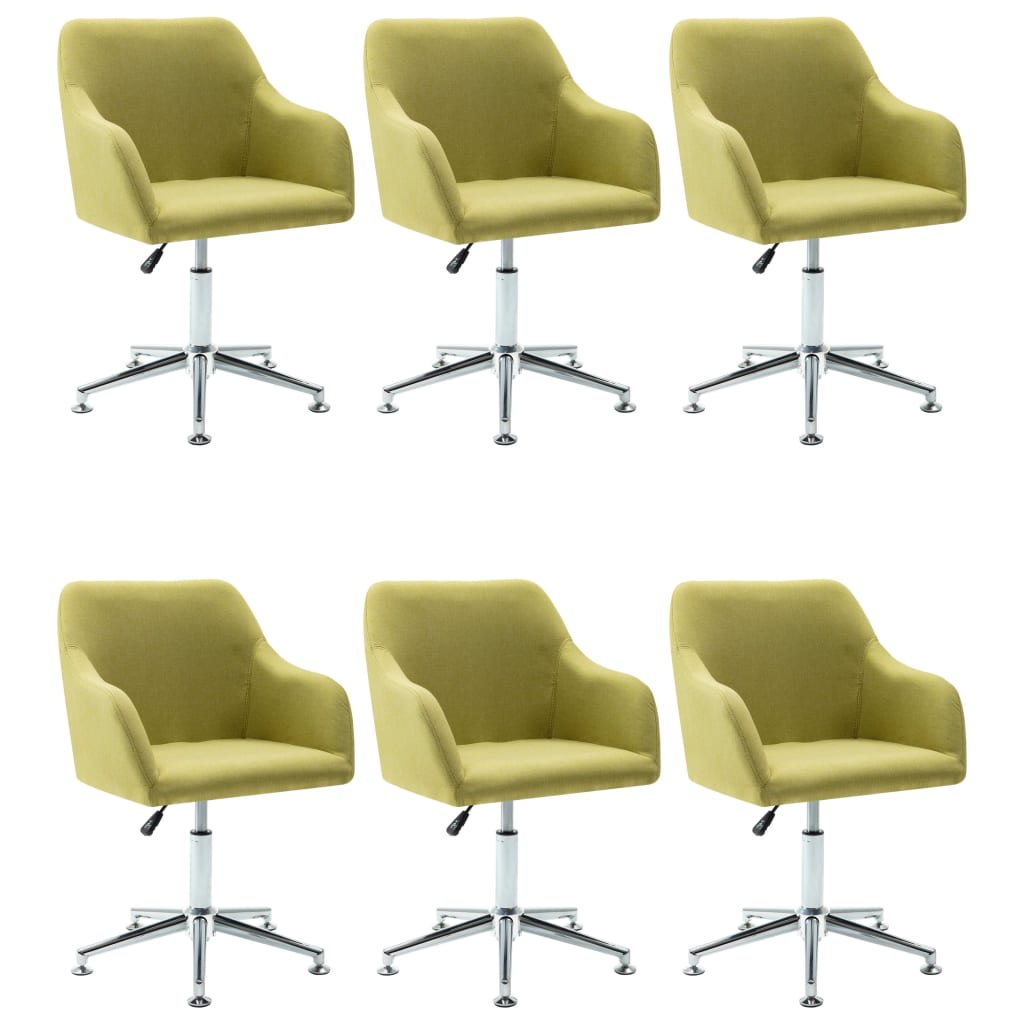 vidaXL Καρέκλες Τραπεζαρίας Περιστρεφόμενες 6 τεμ Πράσινες Υφασμάτινες