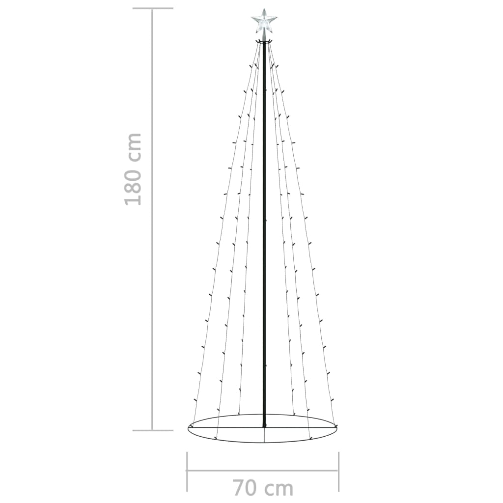 vidaXL Χριστουγεννιάτικο Δέντρο Κώνος 100 LED Θερμό Λευκό 70x180 εκ.