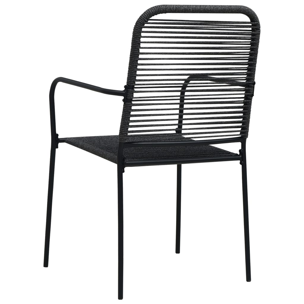 vidaXL Καρέκλες Κήπου 4 τεμ. Μαύρες από Βαμβακερό Σχοινί / Ατσάλι
