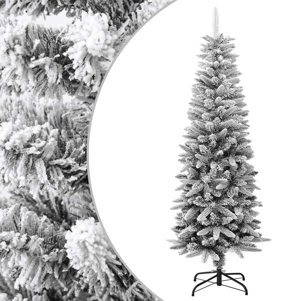 vidaXL Χριστουγεννιάτικο Δέντρο Τεχνητό Slim με Χιόνι 150 εκ. PVC & PE