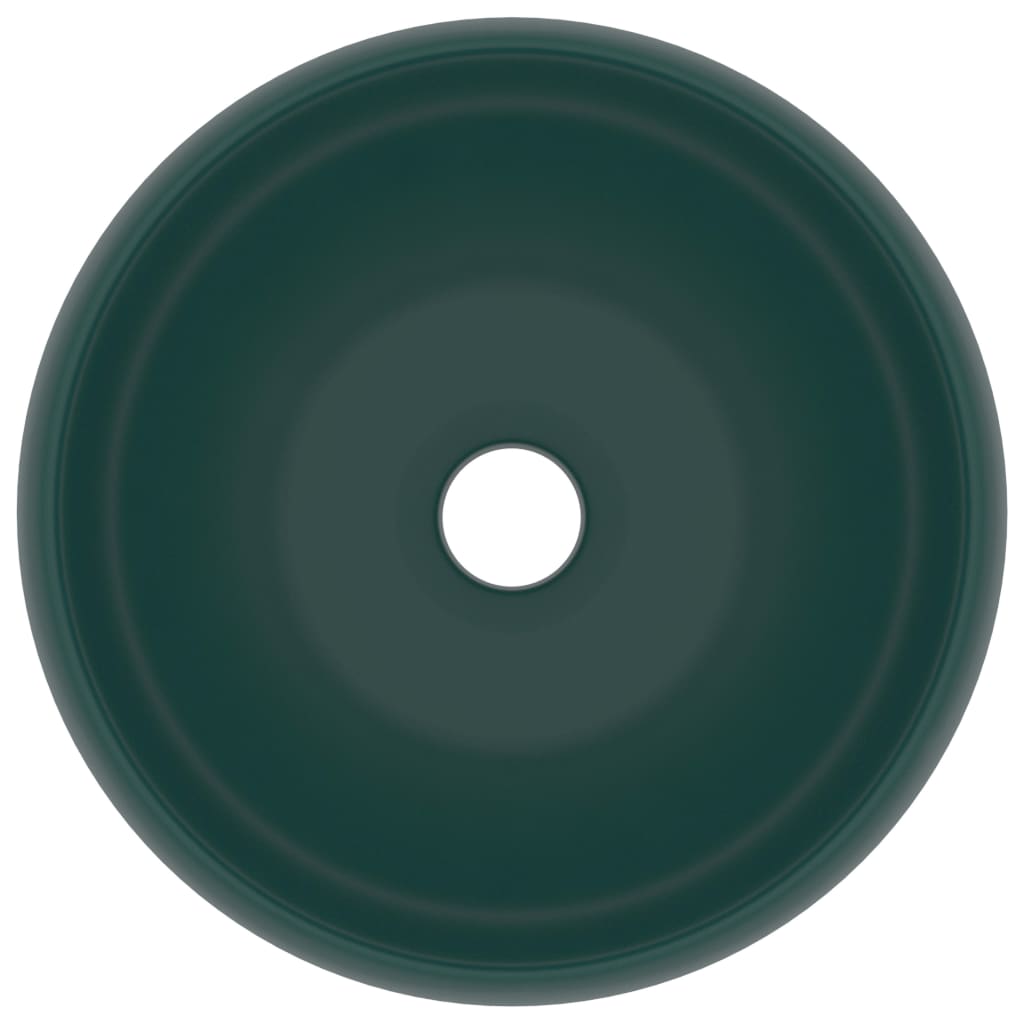 vidaXL Νιπτήρας Πολυτελής Στρογγυλός Σκ. Πράσινο Ματ 40x15 εκ Κεραμικό