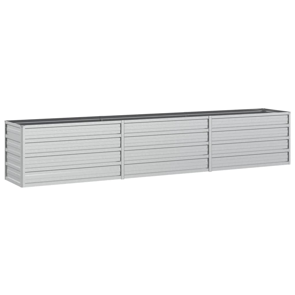vidaXL Ζαρντινιέρα Υπερυψωμένη Ασημί 240x40x45 εκ. Γαλβανισμ. Χάλυβας
