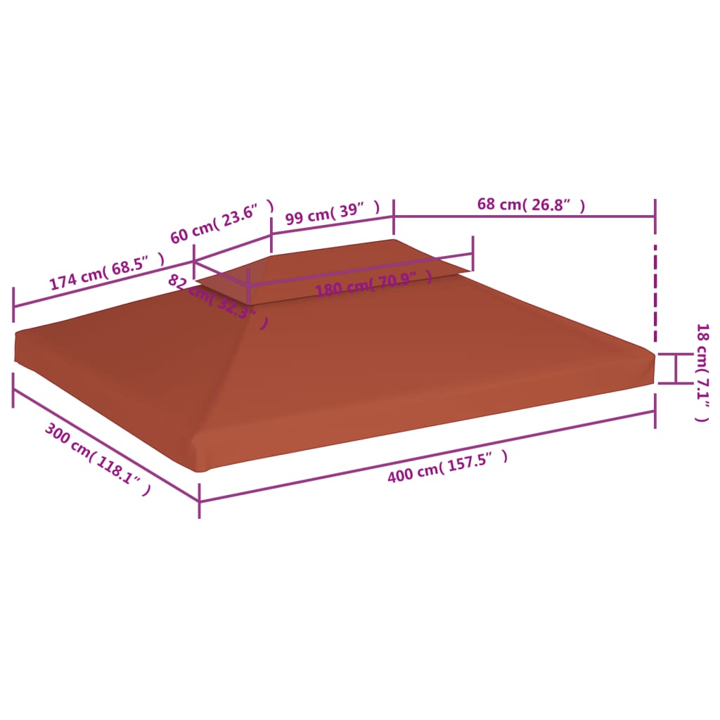 vidaXL Κάλυμμα για Κιόσκι 2 Επιπέδων Τερακότα 4 x 3 μ. 310 γρ./μ²