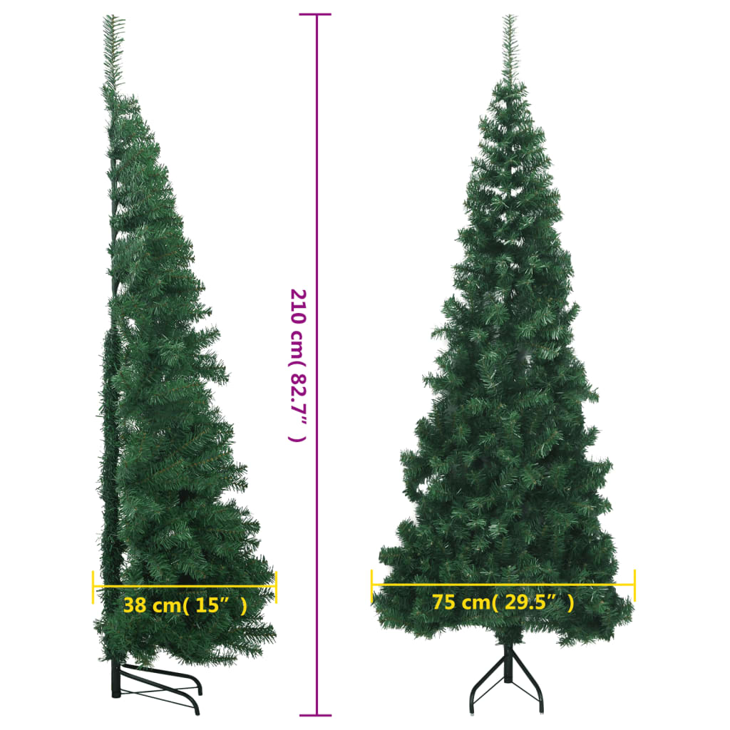 vidaXL Χριστουγεννιάτικο Δέντρο Τεχνητό Γωνιακό Πράσινο 210 εκ από PVC