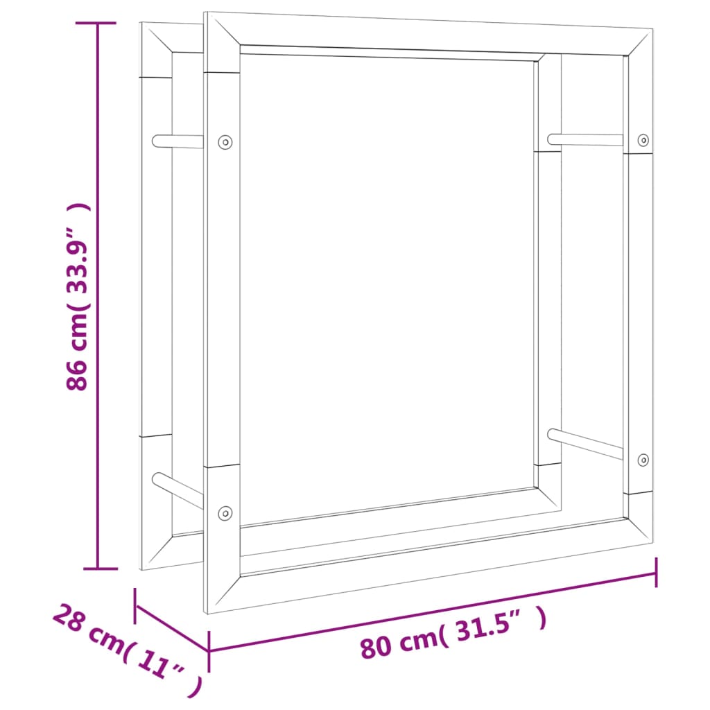 vidaXL Ραφιέρα Καυσόξυλων 80x28x86 εκ. από Ανοξείδωτο ατσάλι